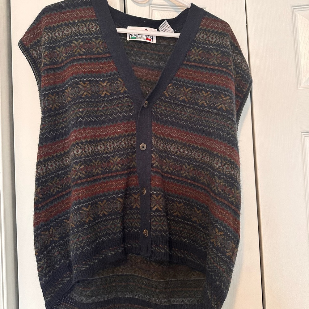Vintage Style Knit Vest with Button Front
